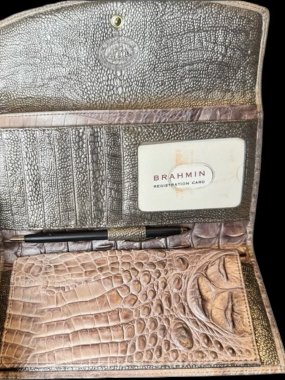 Brahmin NWT Croc Embossed Leather Wallet with Removable Checkbook - Picture 5 of 7